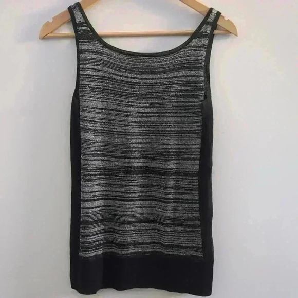 🌴2/$25🌴BIANCA NYGARD | Women's Black with Silver Metallics Tank Style Sweater - Picture 3 of 4